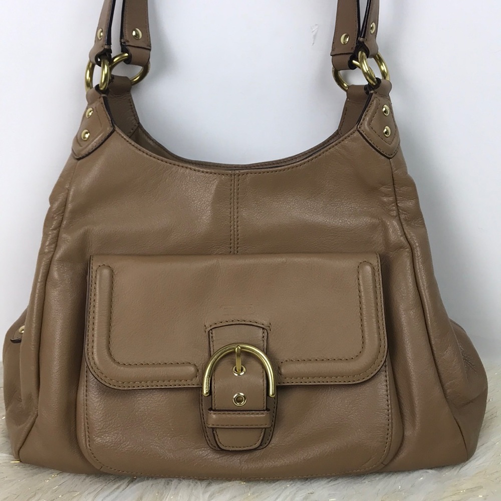 Coach Campbell Large Leather Boho Bag / Tan Purse